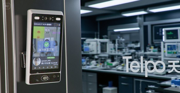 实验室前使用天波人脸识别门禁TPS980